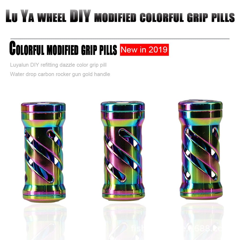 Colorful Metal Grip Pill Fishing Reel Accessories Metal Water Drop Drum Fishing Wheel Handle DIY Fishing Wheel Grip-1