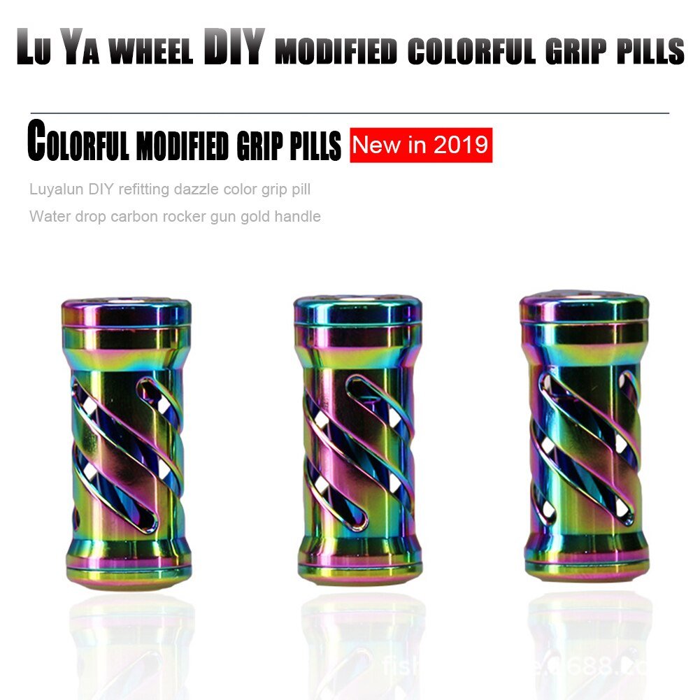 Colorful Metal Grip Pill Fishing Reel Accessories Metal Water Drop Drum Fishing Wheel Handle DIY Fishing Wheel Grip-4
