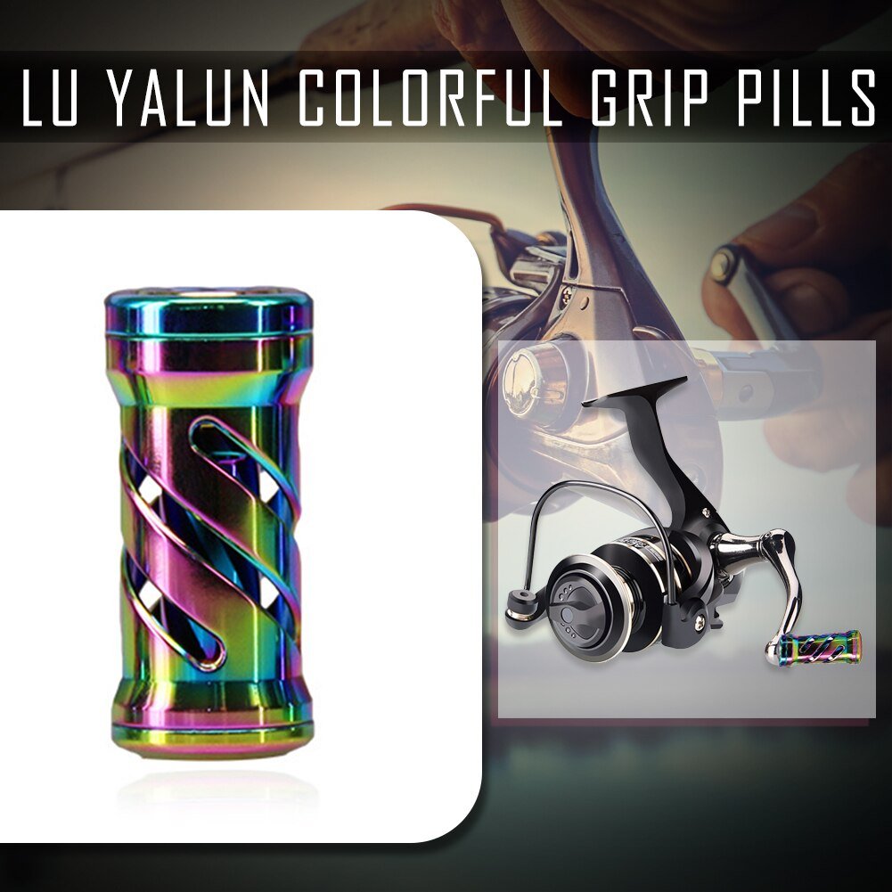 Colorful Metal Grip Pill Fishing Reel Accessories Metal Water Drop Drum Fishing Wheel Handle DIY Fishing Wheel Grip-3