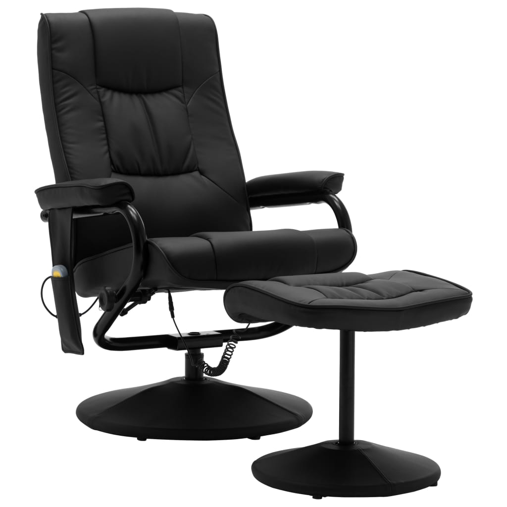 vidaXL Massage Recliner with Ottoman for Home Theater Cinema Faux Leather-2