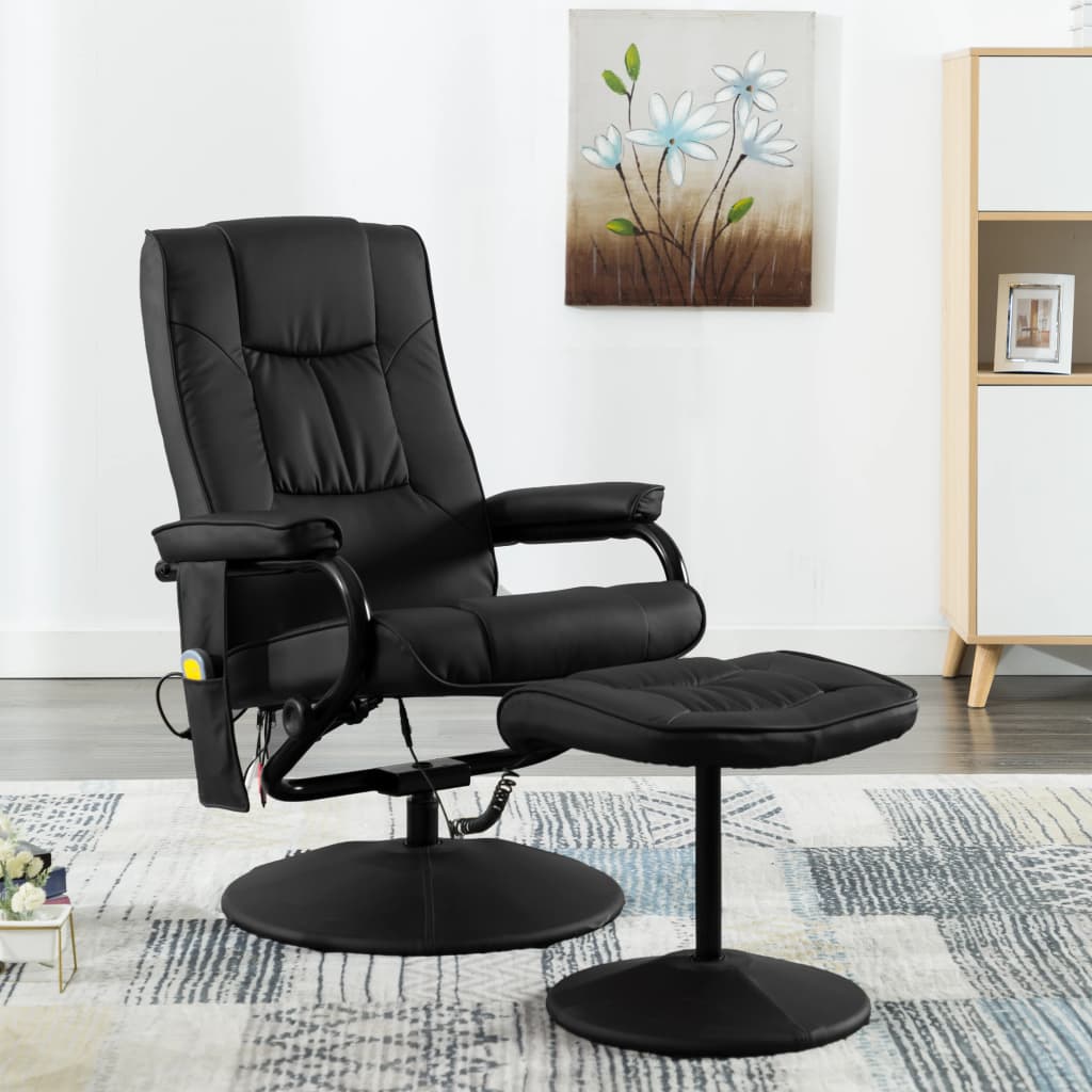 vidaXL Massage Recliner with Ottoman for Home Theater Cinema Faux Leather-5