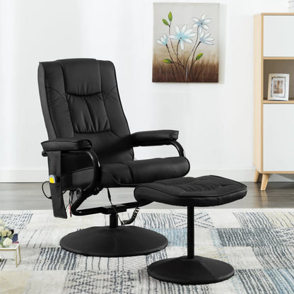 vidaXL Massage Recliner with Ottoman for Home Theater Cinema Faux Leather-5