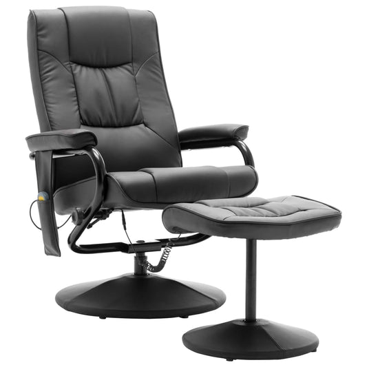 vidaXL Massage Recliner with Ottoman for Home Theater Cinema Faux Leather-0