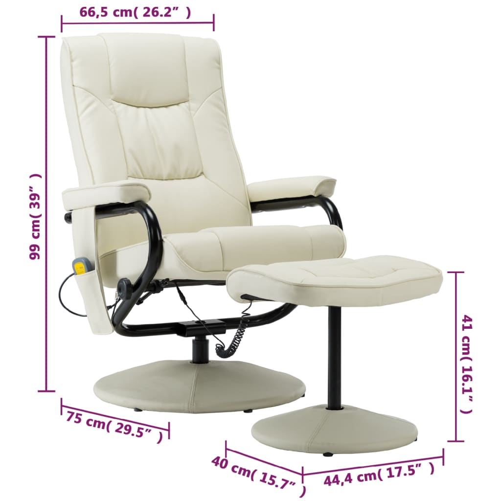 vidaXL Massage Recliner with Ottoman for Home Theater Cinema Faux Leather-3