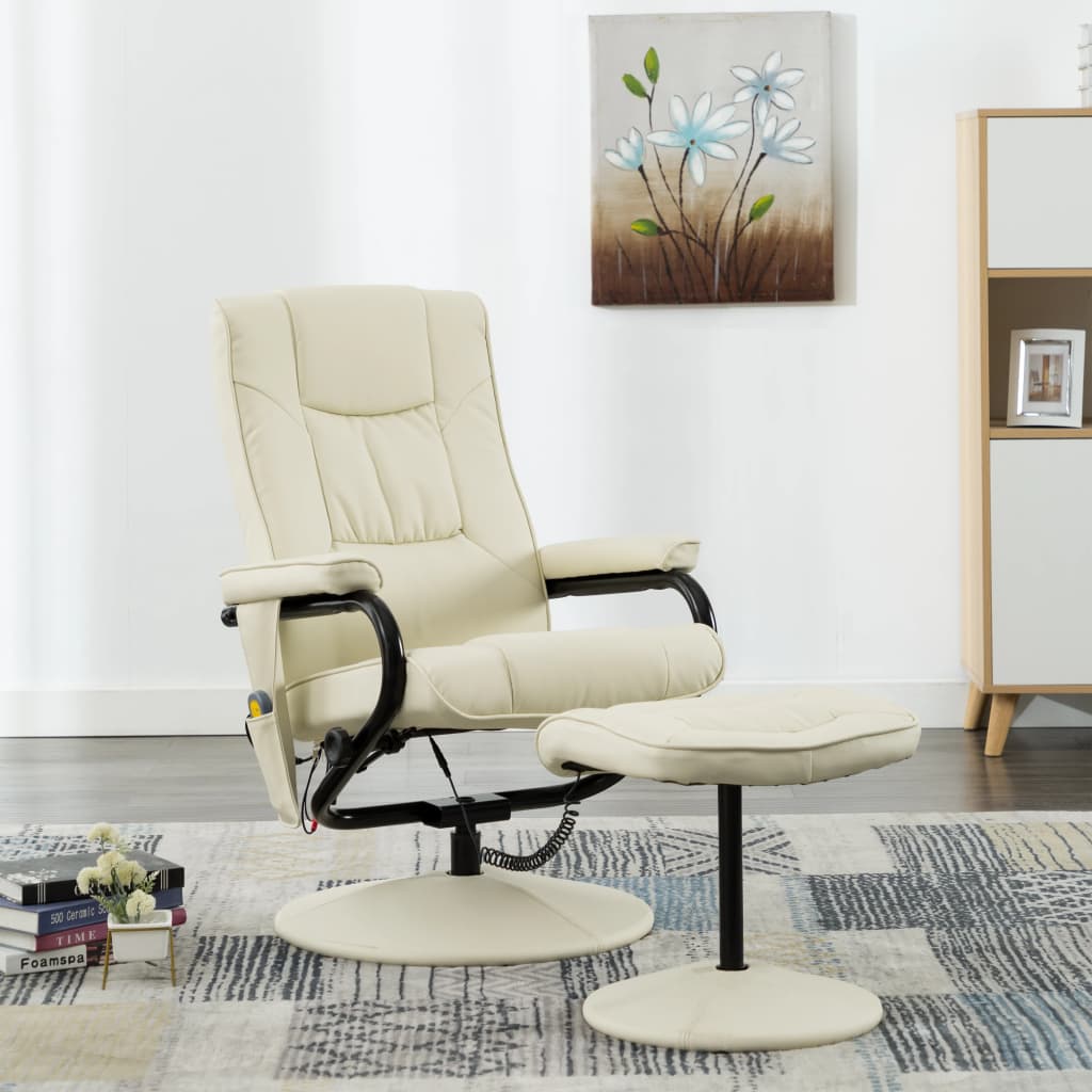 vidaXL Massage Recliner with Ottoman for Home Theater Cinema Faux Leather-7