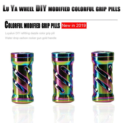 Colorful Metal Grip Pill Fishing Reel Accessories Metal Water Drop Drum Fishing Wheel Handle DIY Fishing Wheel Grip-1