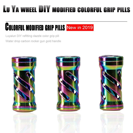 Colorful Metal Grip Pill Fishing Reel Accessories Metal Water Drop Drum Fishing Wheel Handle DIY Fishing Wheel Grip-1