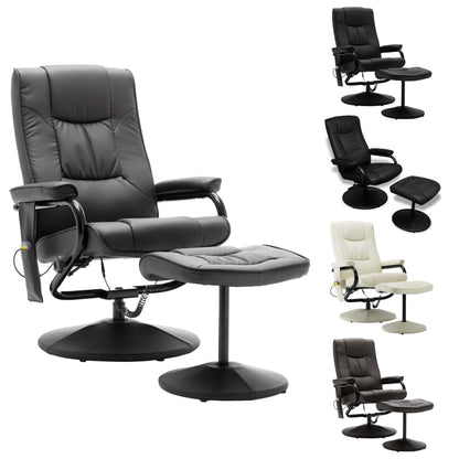 vidaXL Massage Recliner with Ottoman for Home Theater Cinema Faux Leather-4